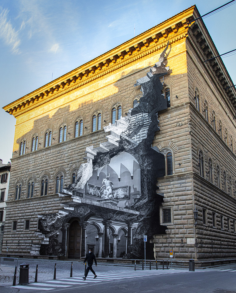 JR, La Ferita, 2021, Firenze, Palazzo Strozzi. Photo by JR